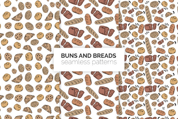 Buns and Breads Seamless Patterns for Professional Design Projects