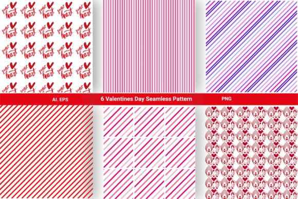 Valentine's Red Pink Seamless Patterns for Digital Design Projects